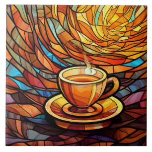 café compre de cozinha fofa, vidro manchado