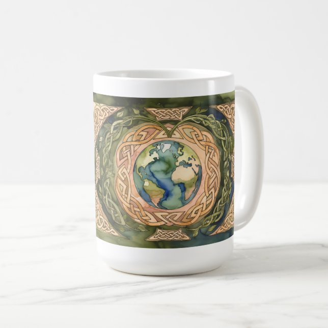 Café Coração de Gaia - Caneca da Árvore da Vida Celta (Frente Esquerda)