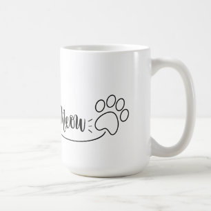 Café Coração e pata de Meow, caneca para donos de gatos