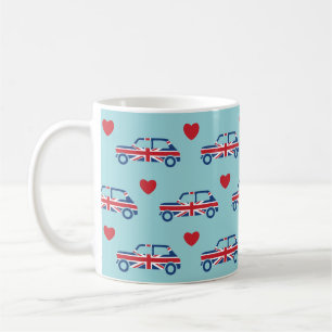 Café Corações de Mini Cooper - caneca britânica do