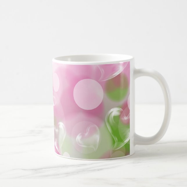 Café Corações de Vidro na Caneca Rosa (Direita)