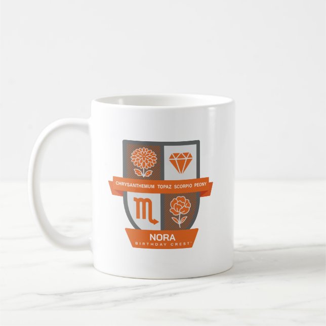 Café Crest™ de Aniversário de Escorpião para Caneca de  (Esquerda)