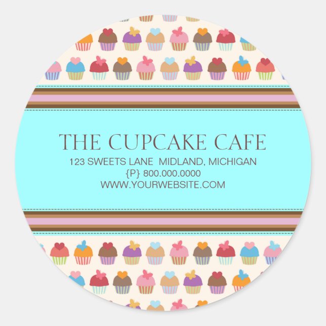 Café cupcake | Adesivos para empresas de padaria (Frente)