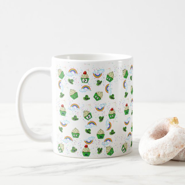 Café Cupcakes de Caneca do Dia de São Patrício (Com Donut)