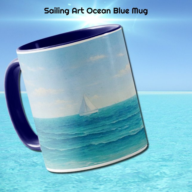 Café da vela Oceano Azul Xícara (Sailing Sailboat Ocean Art Mug)
