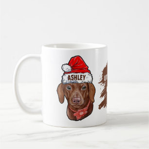 Café Dachshund com a caneca de Natal Hat Holiday