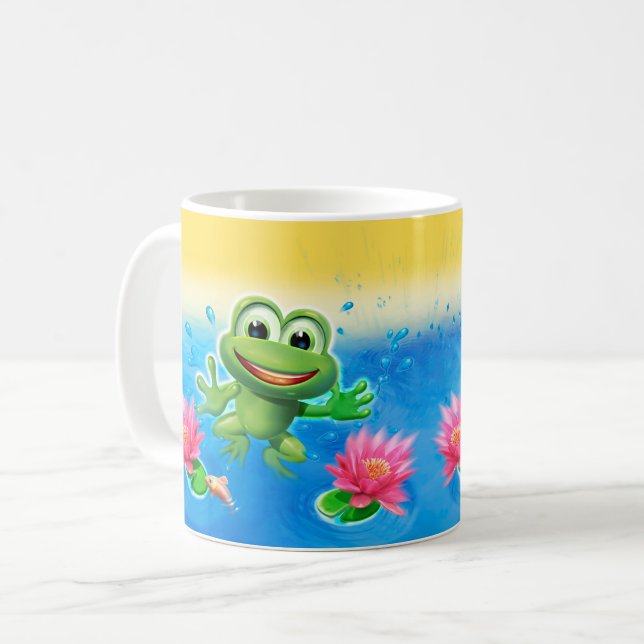 Café Dama de caneca de cerâmica de sapo saltante (Frente Esquerda)