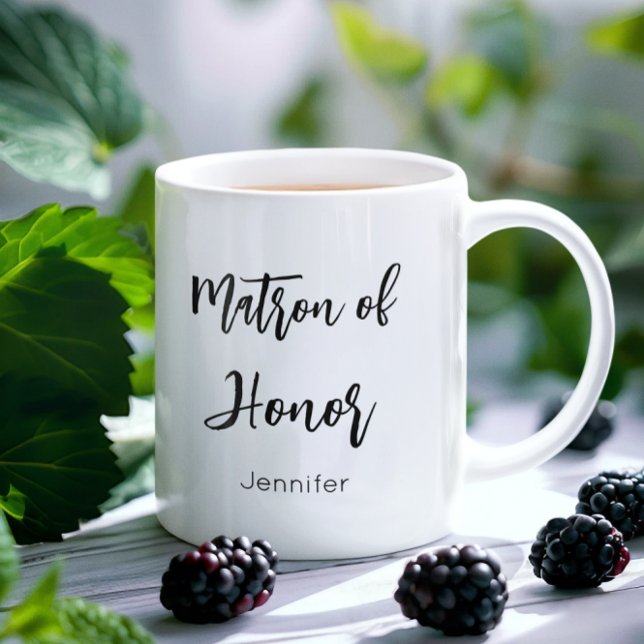 Café Dama de Honra Caneca de Casamento Preta Branca (Criador carregado)