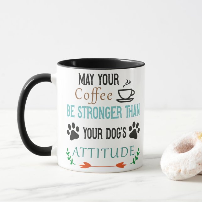 Café de atitude da filha, caneca de cachorro, cane (Com Donut)