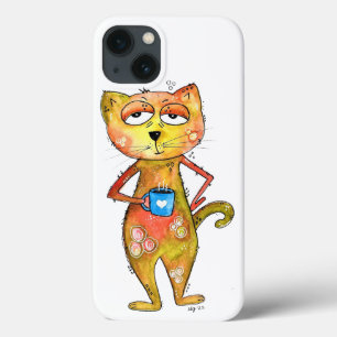 Café de Bebendo de Gato Bravo Centeado