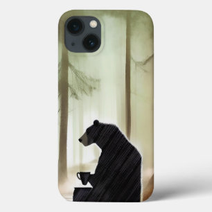Café de Bebendo de Urso na Floresta