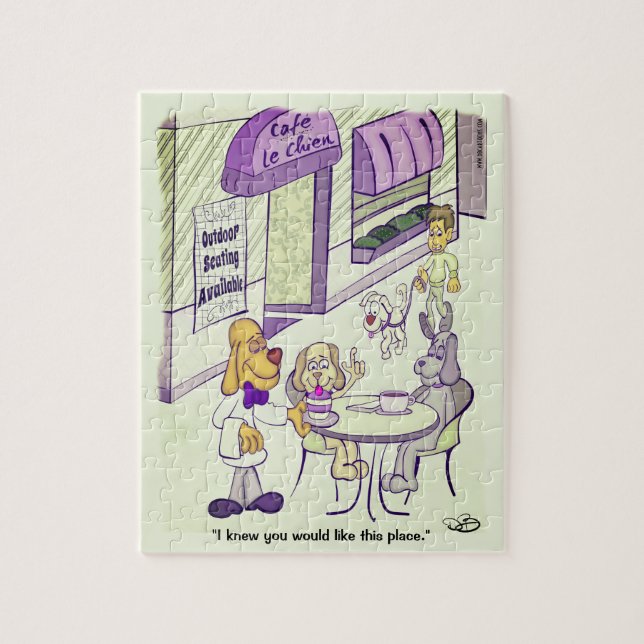 Café de Cachorro Engraçado Quebra-Cabeça 8 x 10 (Vertical)