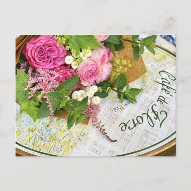 Cafe de Flore em cartão postal de Paris (Frente)