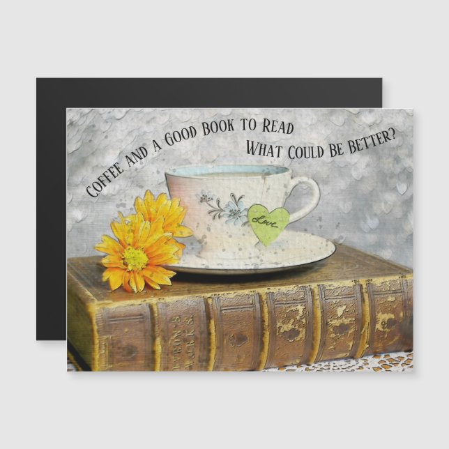 Café de folga e um bom livro para ler (Frente/Verso)