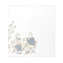 Café de Idosos Casal Minimalista Bloco de Notas Ve