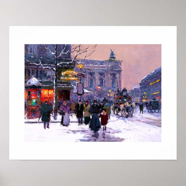 Cafe de la Paix, Opera. Winter. Impressão de arte (Frente)