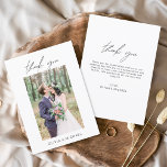 Café De Orçamento Obrigado Foto De Folheto Minimal<br><div class="desc">Casamento de Orçamento Obrigado Cartões que têm uma foto na frente e atrás. Os cartões de agradecimento contêm uma tipografia cursiva moderna,  escrita com letra de mão,  que é elegante,  simples e moderna para usar depois de você celebrar o dia de casamento simples e minimalista.</div>