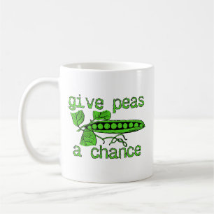 Café Dê uma Chance às Ervilhas Caneca Divertida de Paz