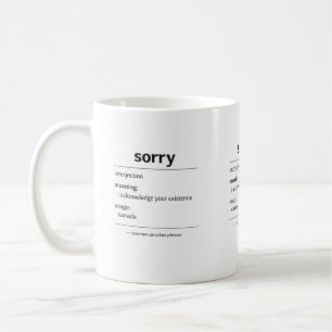 Café desculpe – definição de caneca de frase comum cana