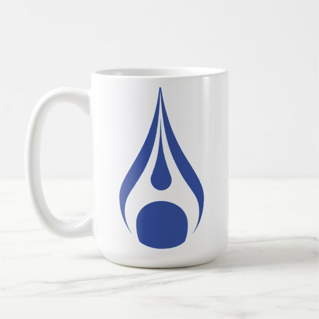 Café desenho de gota de água em caneca branca (Esquerda)