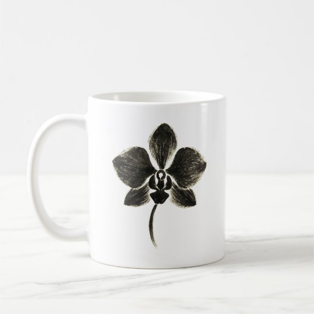 Café Desenho De Linha Orquídea - Caneca Botânica (Esquerda)