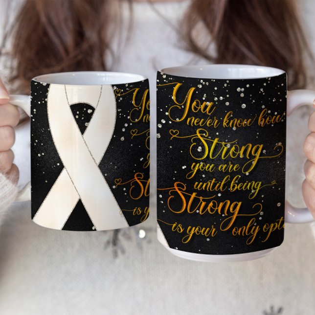 Café Design de Caneca com Fita de Conscientização Branc (Criador carregado)