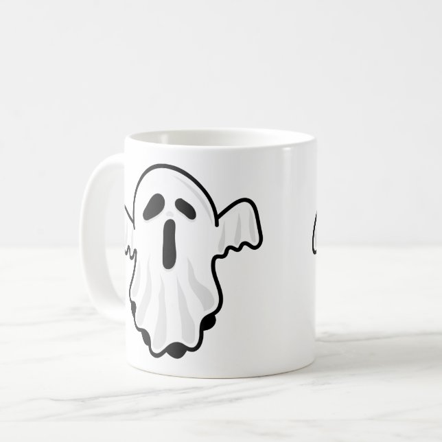 Café Design de Caneca de Fantasma de Halloween Fofo (Frente Esquerda)