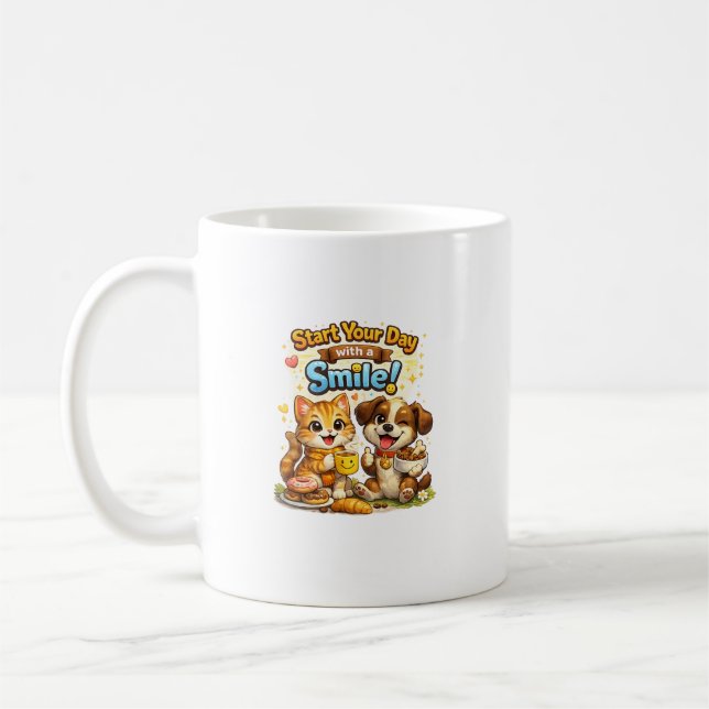Café Design de Caneca de Gatinho e Cachorrinho Fofos (Esquerda)