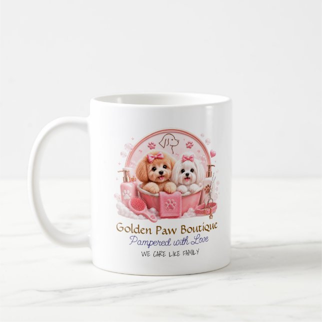Café Design de Caneca de Higiene de Cachorro Rosa Fofo (Esquerda)
