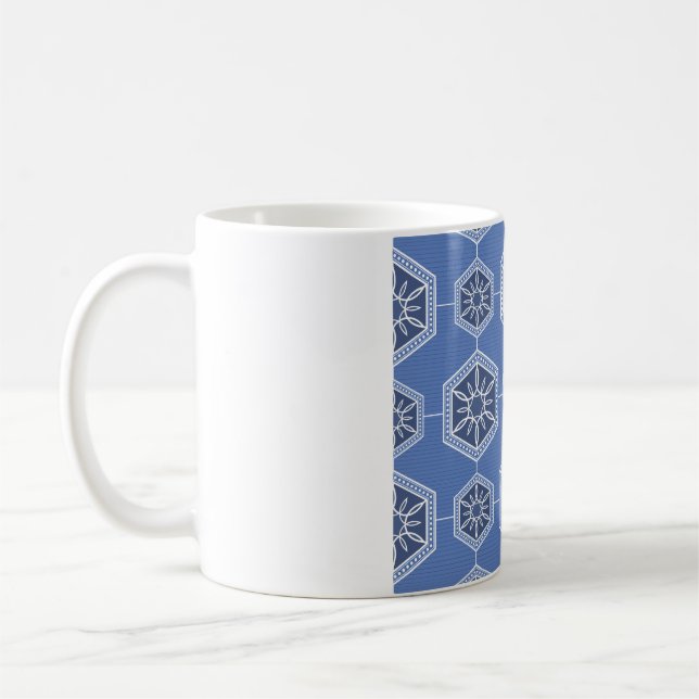 Café design de caneca de ornamento azul (Esquerda)