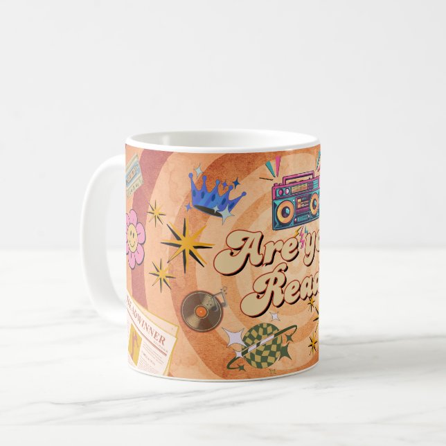 Café Design de Caneca Retro Are You Ready com Nome Pers (Frente Esquerda)