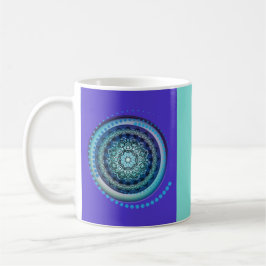 Café Design de Medalhão Verde Roxo Azul na Caneca