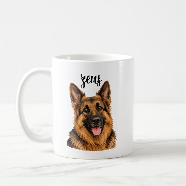 Café Design do Nome Zeus Pastor Alemão | Caneca de Cach (Esquerda)