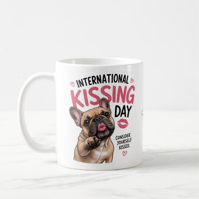 Café Dia Divertido de Beijo Caneca Bulldog Francês (Esquerda)