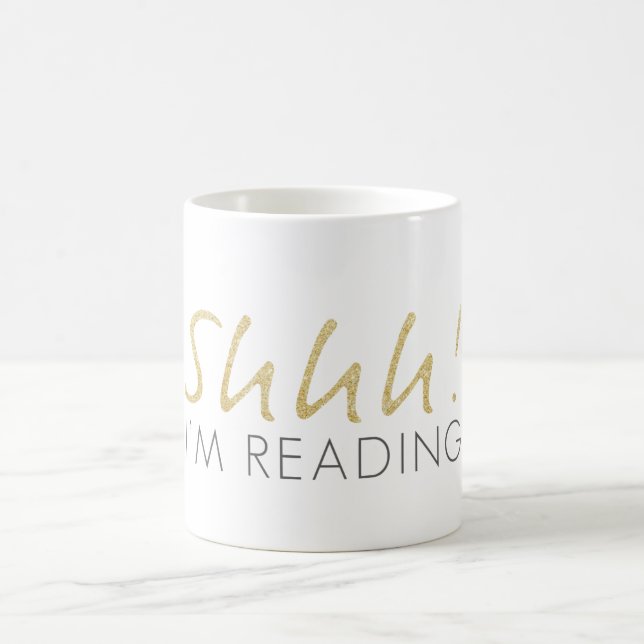 Café Dourado Sparkle Shhh! Eu estou lendo caneca de caf (Centro)