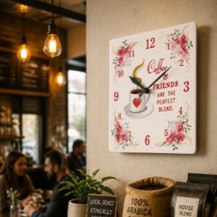 Café e Amigos - Relógio de Parede Perfeito