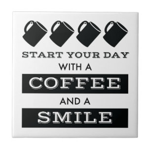 Café e Azulejo cerâmico sorriso