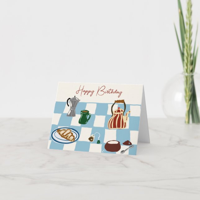 Café e chá Cartão de aniversário feliz (Frente)