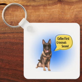Café e criminosos engraçados do K9 chaveiro
