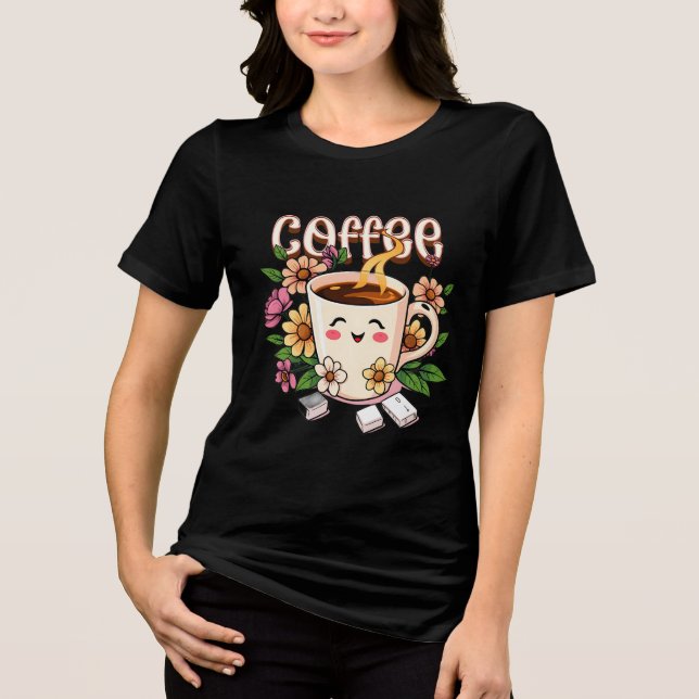 Café e Flores de Kawaii, Retro, Cute (Frente)