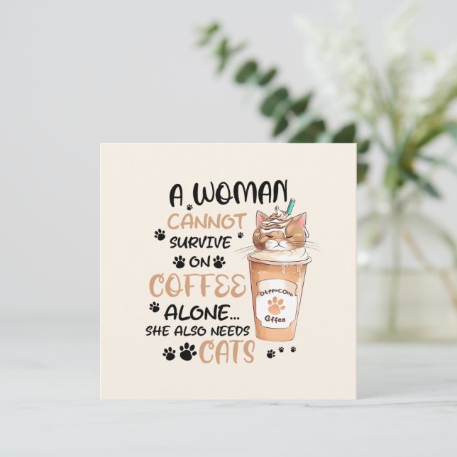 Café e Gatos - Arte Kawaii Cute (Em pé/Frente)