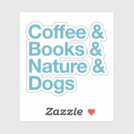 Café e Livros & Natureza e Adesivo de Cães (Azul)