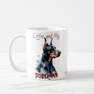 Café e meu Doberman caneca fofa/Possibilidades de 