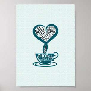 Café e poster azuis 5" de Jesus x7 "