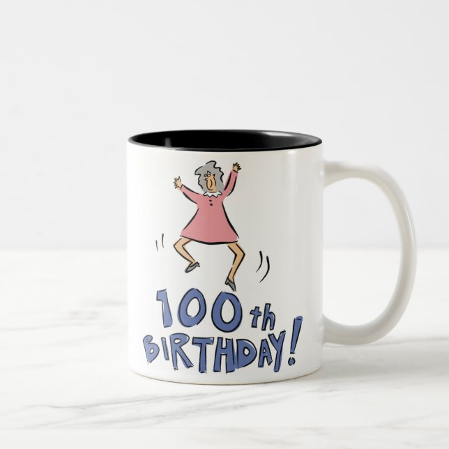 Café Em Dois Tons 100th Caneca dos presentes de aniversário (Direita)