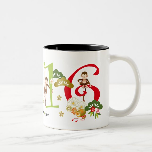 Café Em Dois Tons 2016 anos de caneca bonito do macaco (Direita)