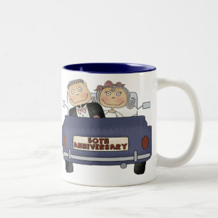 Café Em Dois Tons 50th Caneca do aniversário de casamento