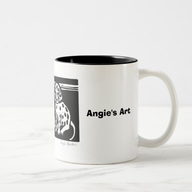 Café Em Dois Tons A arte de Angie "que considera mancha" a caneca (Direita)