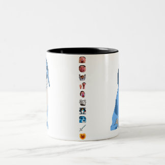 Café Em Dois Tons A caneca azul de Ned com Emote a listra