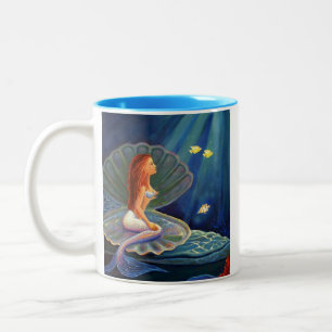 Café Em Dois Tons A sereia da parte superior - caneca pela arte de